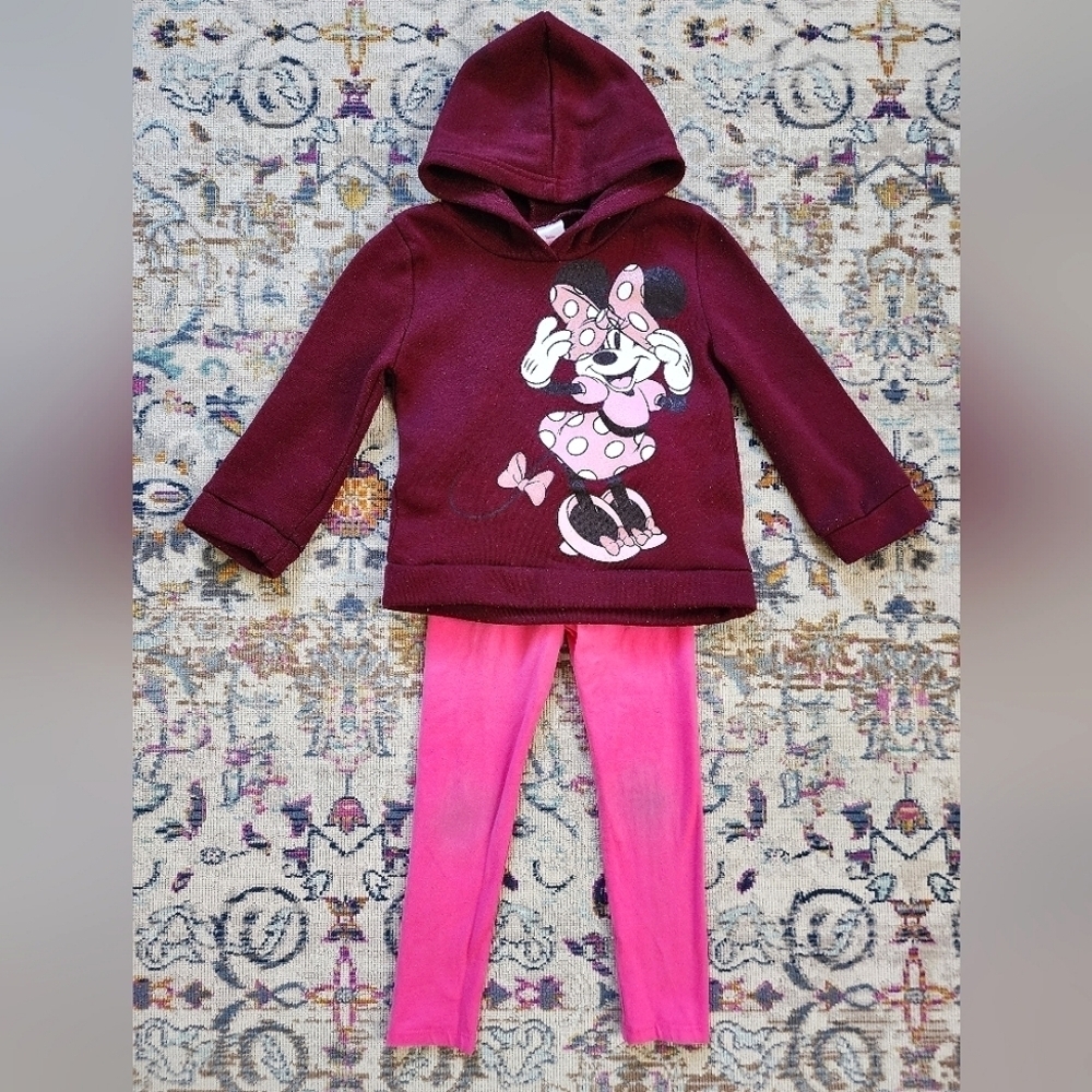 Disney Kid Burdgeny Sweater Cat & Jack Pink Leggings Lot Set, size 4T